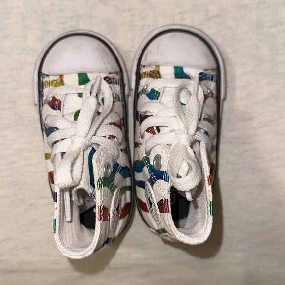 Converse 5 Baby White Rainbow Metallic Canvas High Top Sneakers - Picture 8 of 11